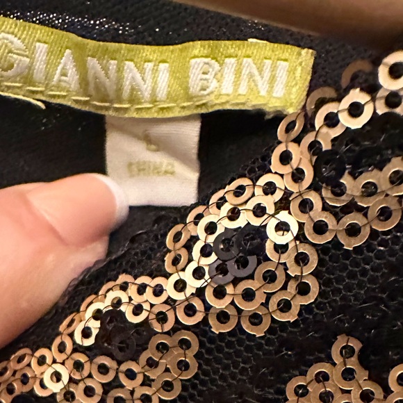 Gianni Bini Mini Dress Gold and Black Size L - Picture 4 of 6